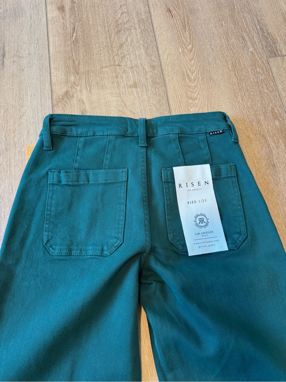 Risen Hunter Green Tummy Control Wide Leg Jeans size 1 / 25 New With Tags - Picture 9 of 9
